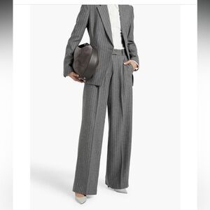 NWOT $590 Another Tomorrow Wide Leg Wool pinstriped flannel pants Trousers 38